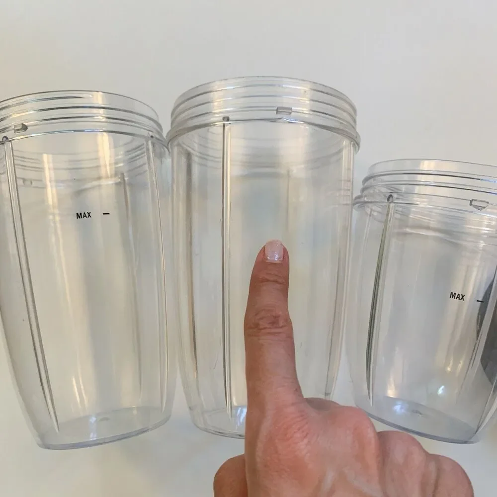 3 NutriBullet Bullet Blender Cups Smoothies OEM 16oz (2) and 8oz (1) and Lid (1)
